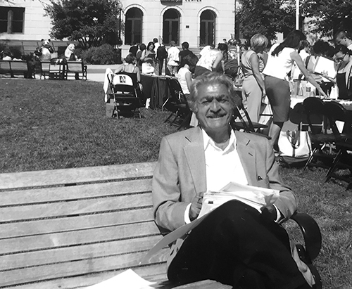 On sunny days Professor Said often met with students in his “outdoor office” and favorite bench outside of the School of International Service.