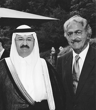 Professor Said with Shammer tribe member Sheikh Ghazi Al-Yawar, Iraq’s interim president, in 2004. In addition to his negotiation skills and regional knowledge, Said’s long-standing ties to the Shammar tribe were instrumental to his work on the “Future of Iraq Project” and the establishment of Iraq’s Governing Council. (Photo courtesy of American University.)