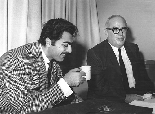 Abdul Aziz with one of his former mentors and thesis advisors Professor Samuel L. Sharp at American University in the early 1960s. (Photo courtesy of American University.)