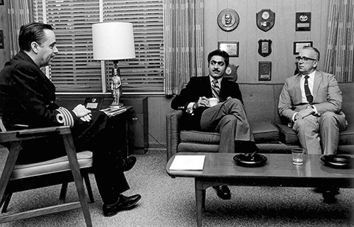 Professor Said meets with a senior naval officer and other staff before giving a lecture at the US Naval Academy in the late 1960s. Said was invited to lecture at every US military academy throughout his career. (Photo courtesy of the US Navy.)